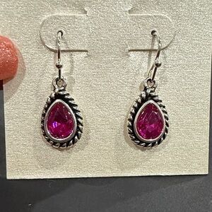 Fuchsia Teardrop Dangle Earrings - Women Jewelry